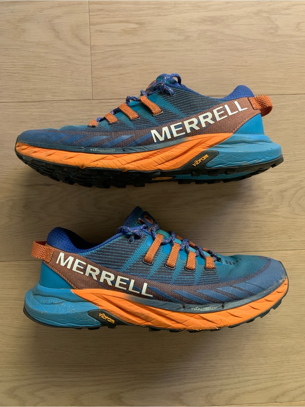 Merrell Agility Peak 4 Men’s 9.5 Trail Running Shoes Tahoe Blue Orange Outdoor